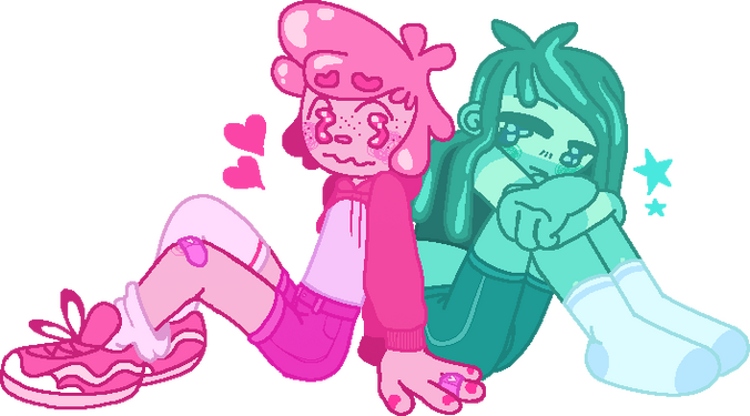 two of my other orginal characters, which are both designed around being a single hue