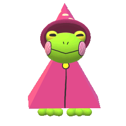 a simple 3d model of a frog wizard
